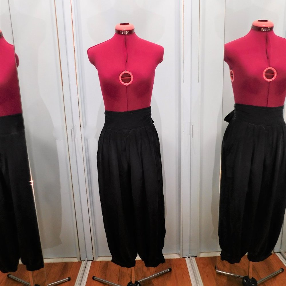 Black Satin Harem Pants